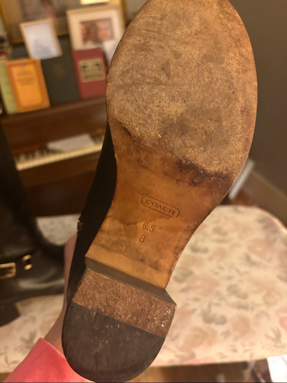 COACH Black Leather Riding Boots with Gold Hardware - size 6.5 lightly worn - Picture 4 of 6